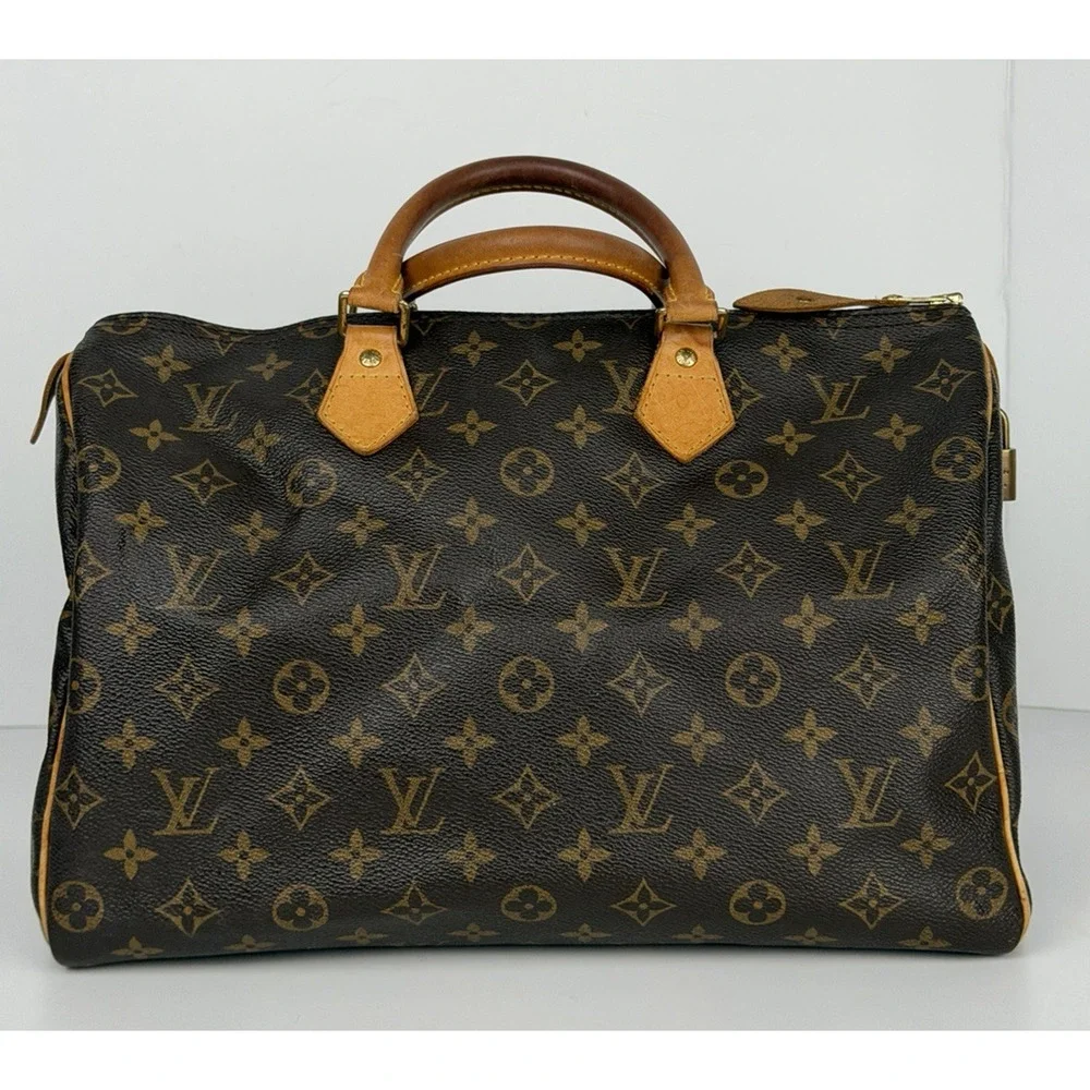 Louis Vuitton Monogram Speedy 35 Bag in Brown Coated Canvas 2006 S - Picture 2 of 16